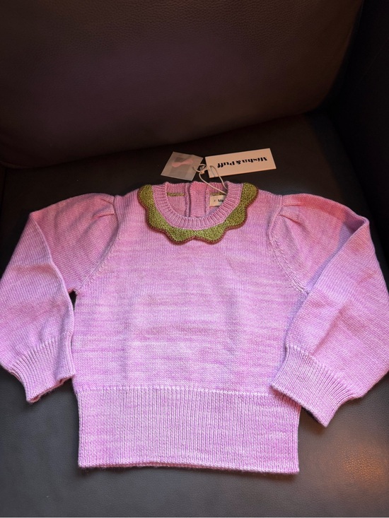 Misha And Puff Other - NWT Misha & Puff Mini Rodini Lavender Knit Sweater with Green Scallop Collar